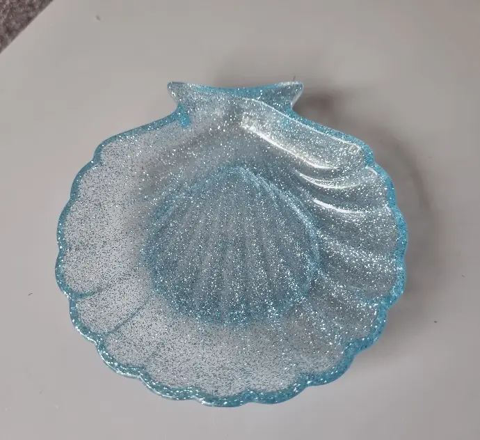 Vide Poche Coquillage bleu pailleté ( L 10.5 cm L 10.5 cm)