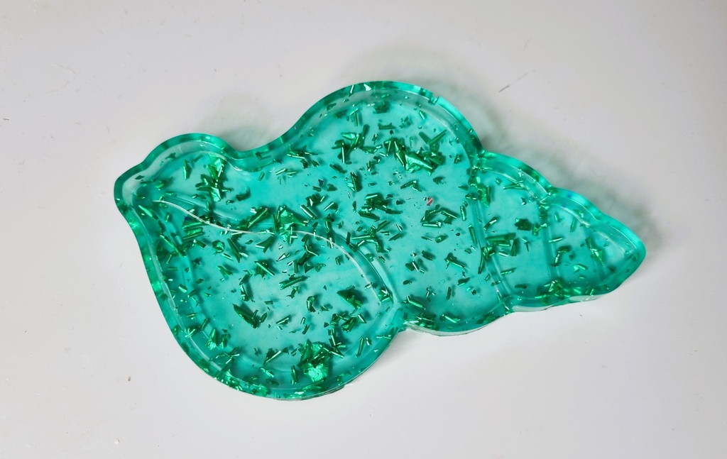 Petit Vide poche Coquillage Vert Pailleté (L 12 cm L 5,5 cm)